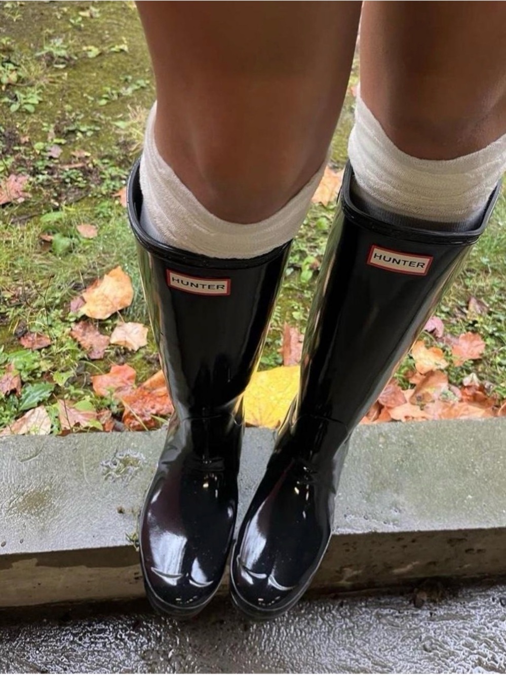 Hunter Tall Gloss Rain Boots in Black